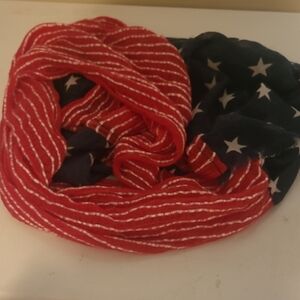 Red and Blue Star Patterned Scarf